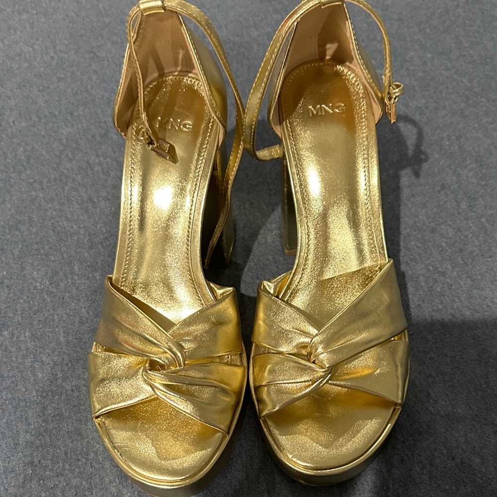 Mango Shimmering Gold Women's Heels